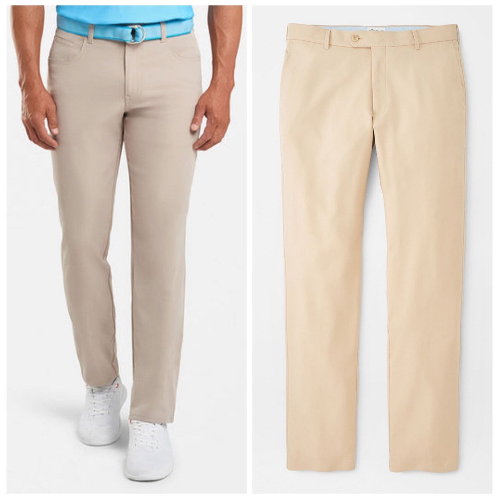 Peter Millar Mens Durham High Drape Performance Khaki Pant 34x28 Flat Front Golf - Picture 1 of 12